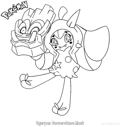 Free printable Ogerpon Cornerstone Mask Coloring Page - Free Printable Pokemon Coloring Sheets coloring page